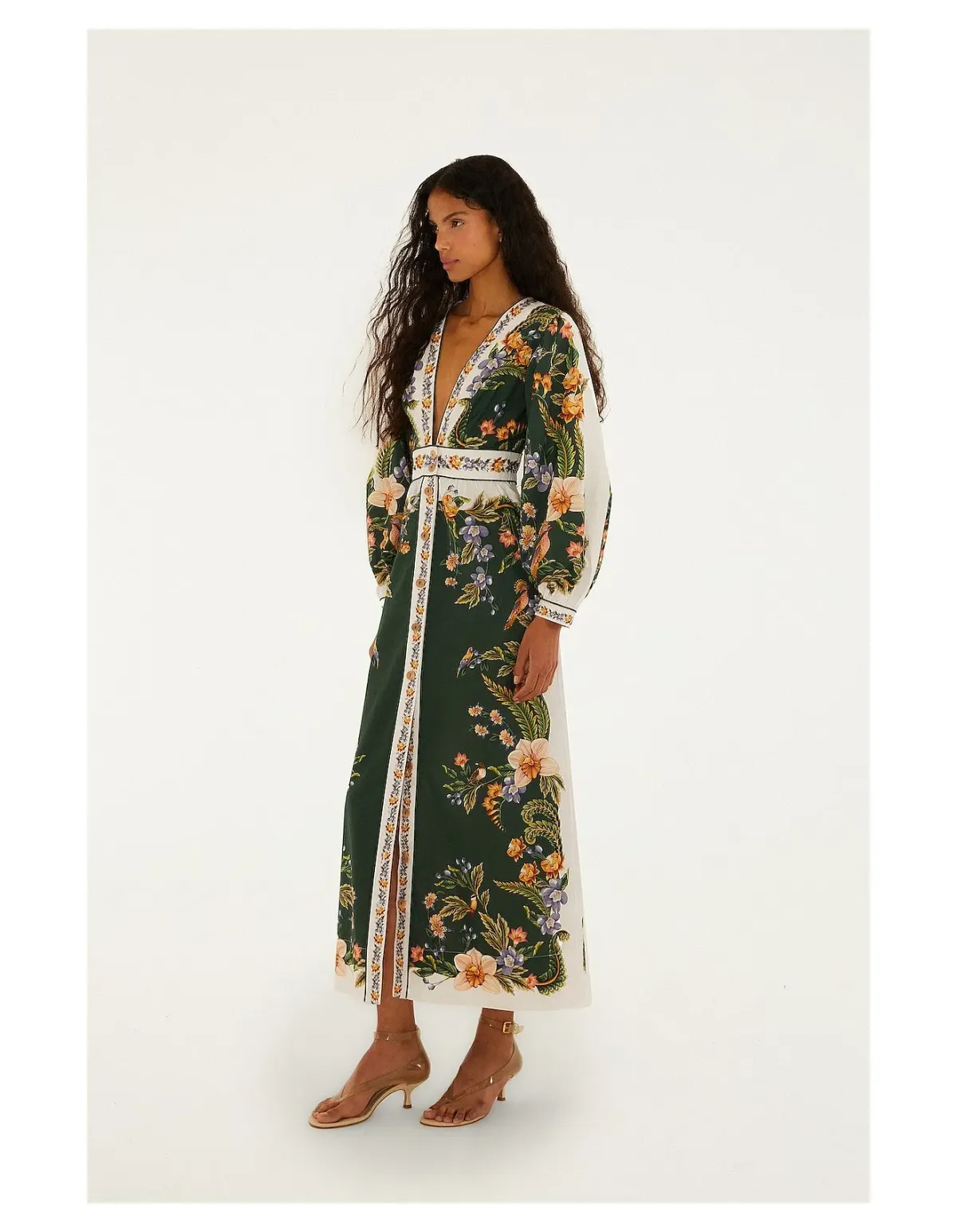Farm Rio Nature Green Maxi Dress Size M - Image 3