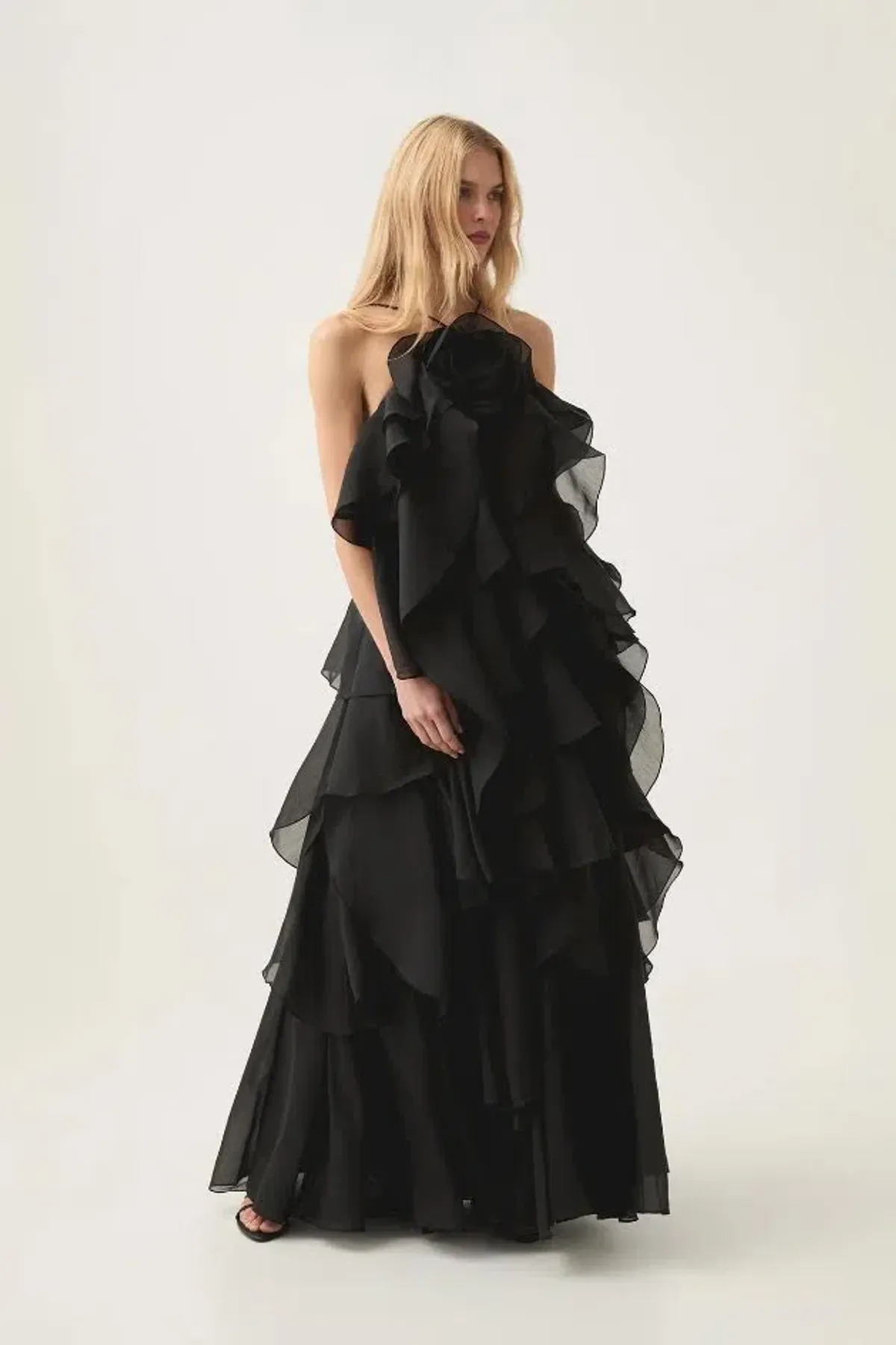 🖤 AJE Pandorea Layered Maxi Dress – Black – Size 12 Formal Tiered Gown 🖤 - Image 4