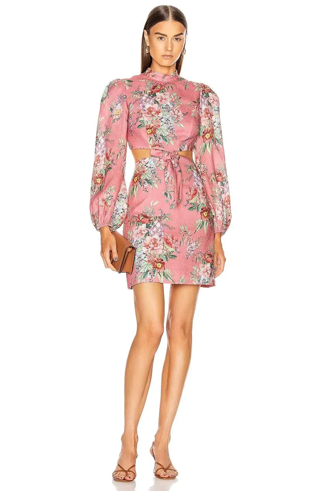 Zimmermann Bellitude Floral Pink Linen Mini Size 0 / AU 8 for rent on The Volte - main image