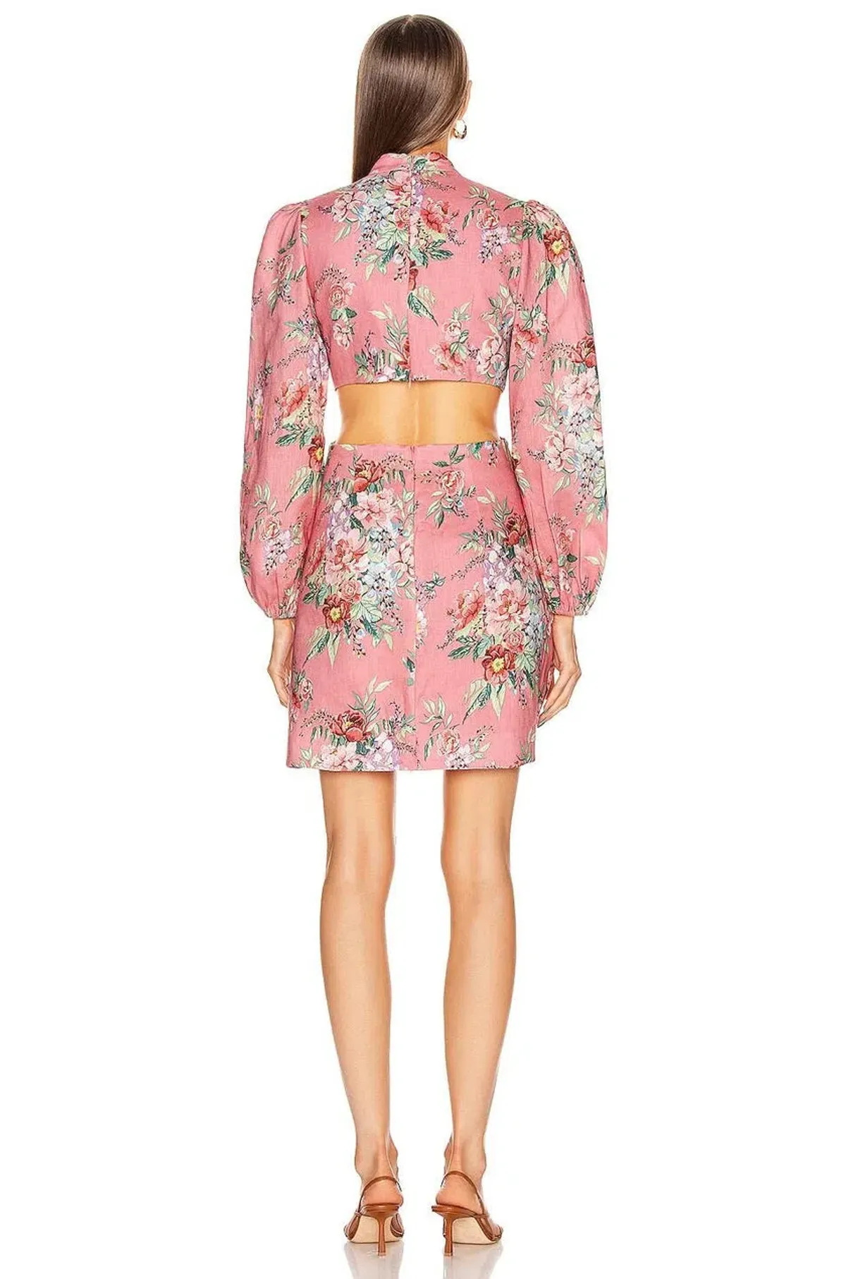 Zimmermann Bellitude Floral Pink Linen Mini Size 0 / AU 8 - Image 3
