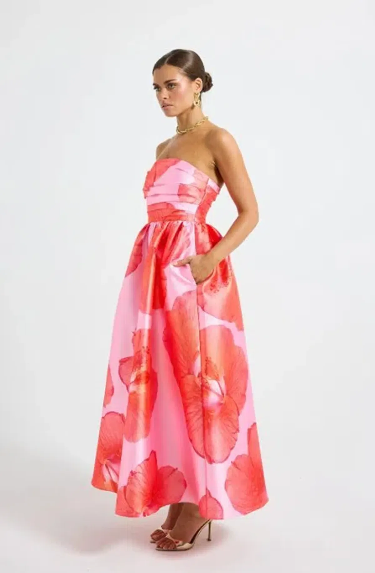 Pasduchas Kalani Strapless Midi Raspberry Size 10 - Image 2