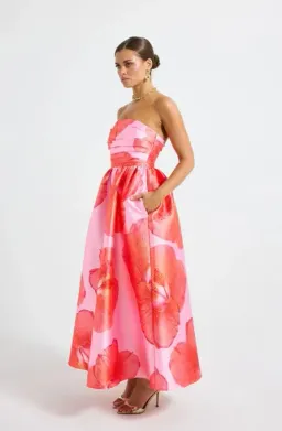 Pasduchas Kalani Strapless Midi Raspberry Size 10 for rent on The Volte - image 2