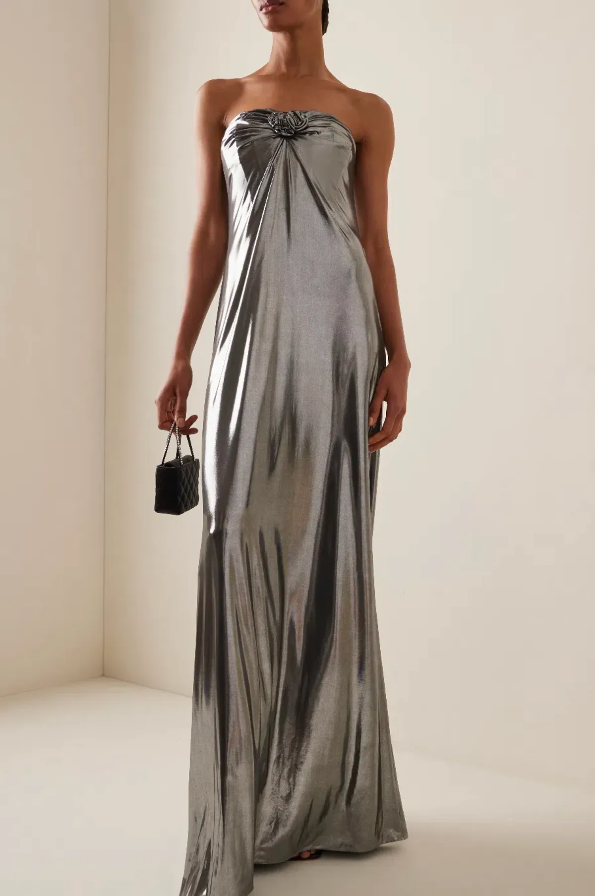 Magda Butrym Silver Strapless Dress - Image 1