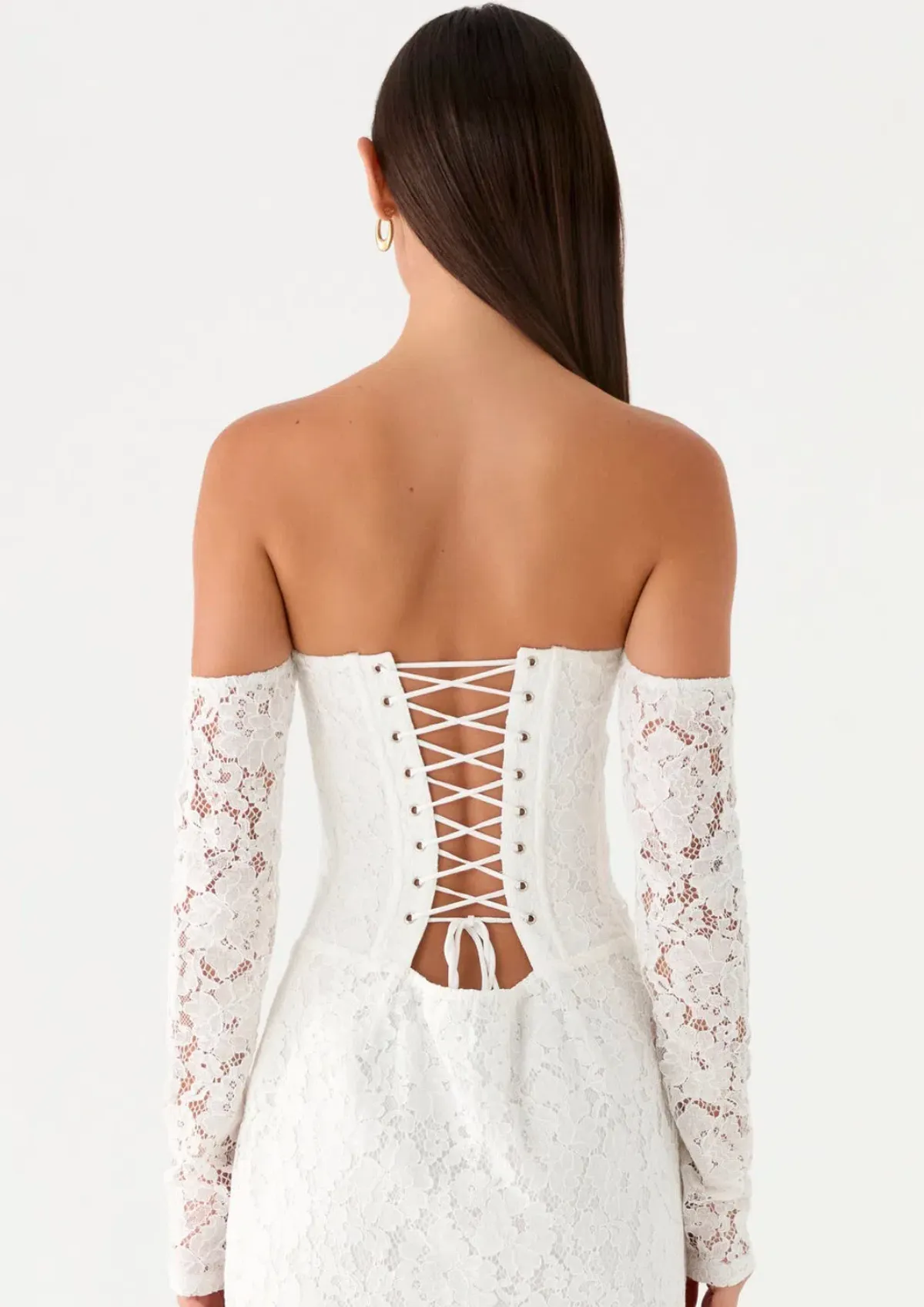 Peppermayo Already Know Lace Long Sleeve Mini Dress - White - Image 4