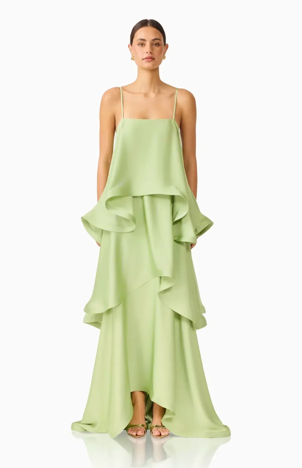 Elliatt Tilly Tiered Maxi Dress in Sage Green sz 12 - Image 2
