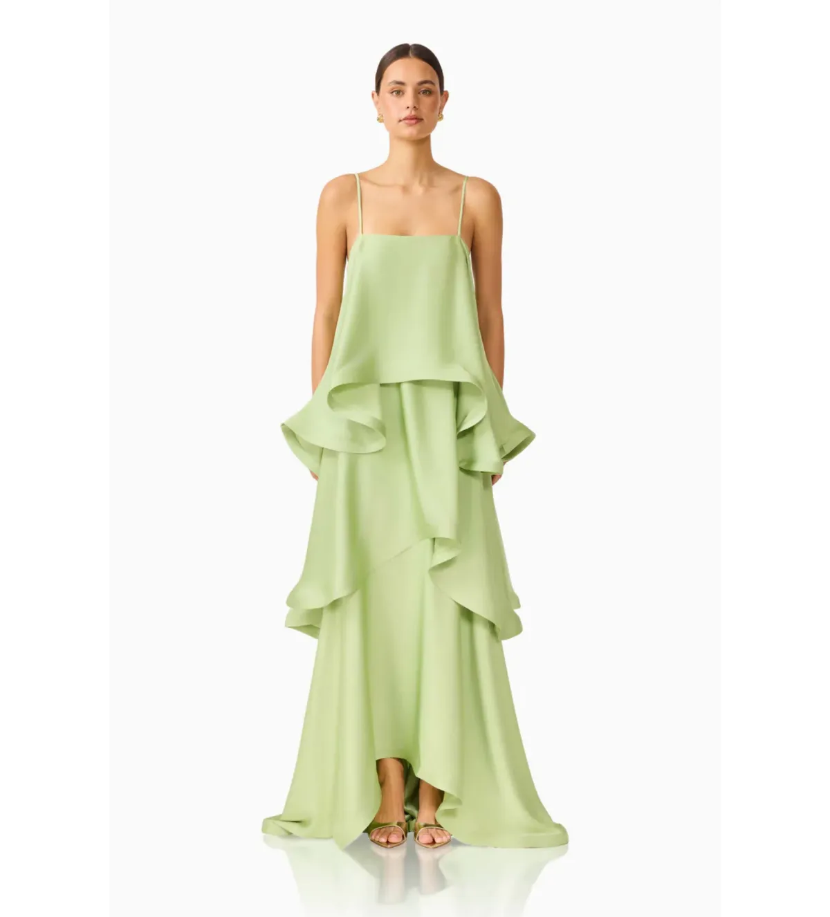 Elliatt Tilly Tiered Maxi Dress in Sage Green Size 14 for rent on The Volte - main image