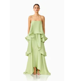Elliatt Tilly Tiered Maxi Dress in Sage Green Size 14 for rent on The Volte - image 1