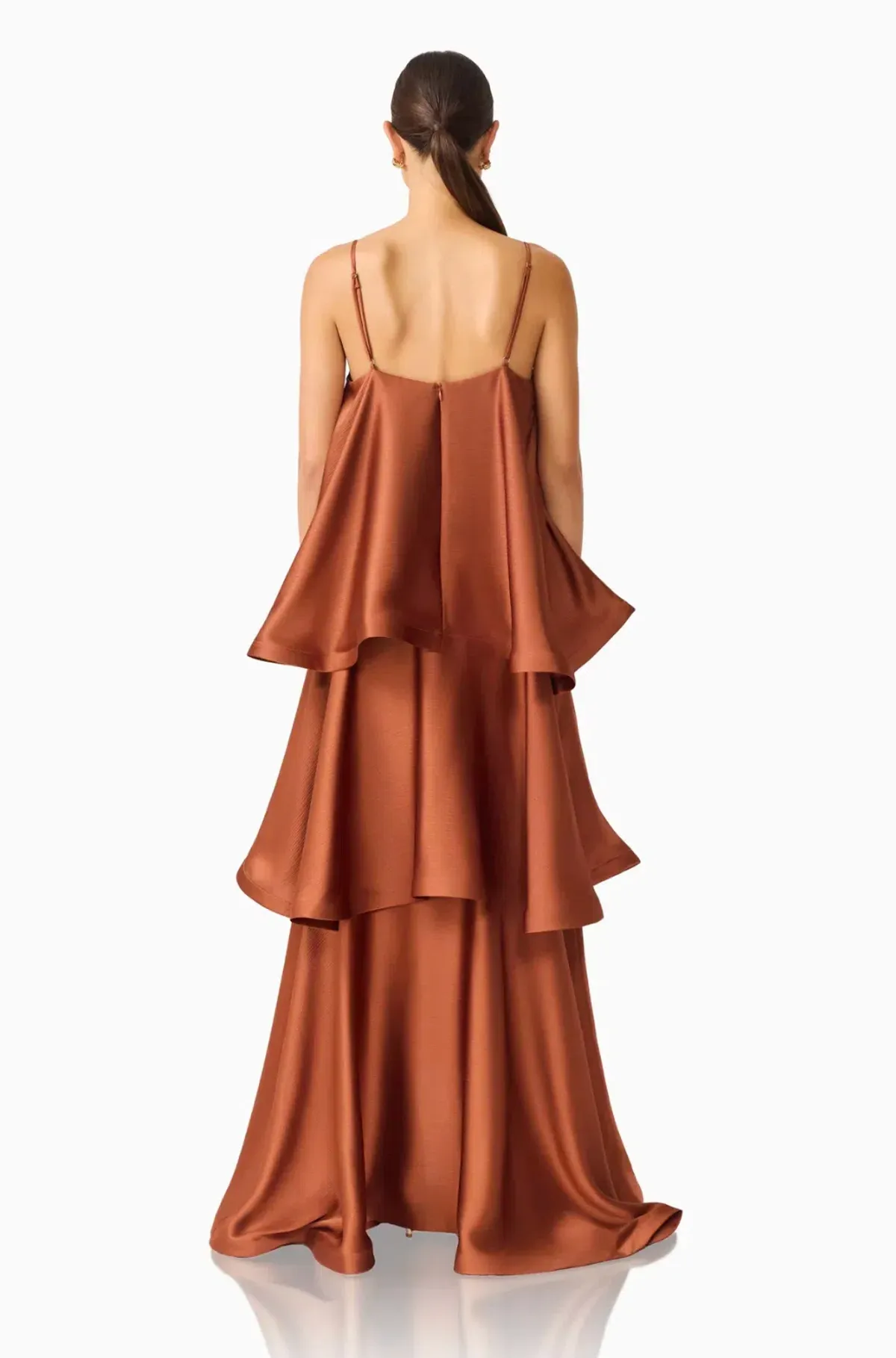 Elliatt Tilly Tiered Maxi Dress in Chestnut Brown sz 12 - Image 2