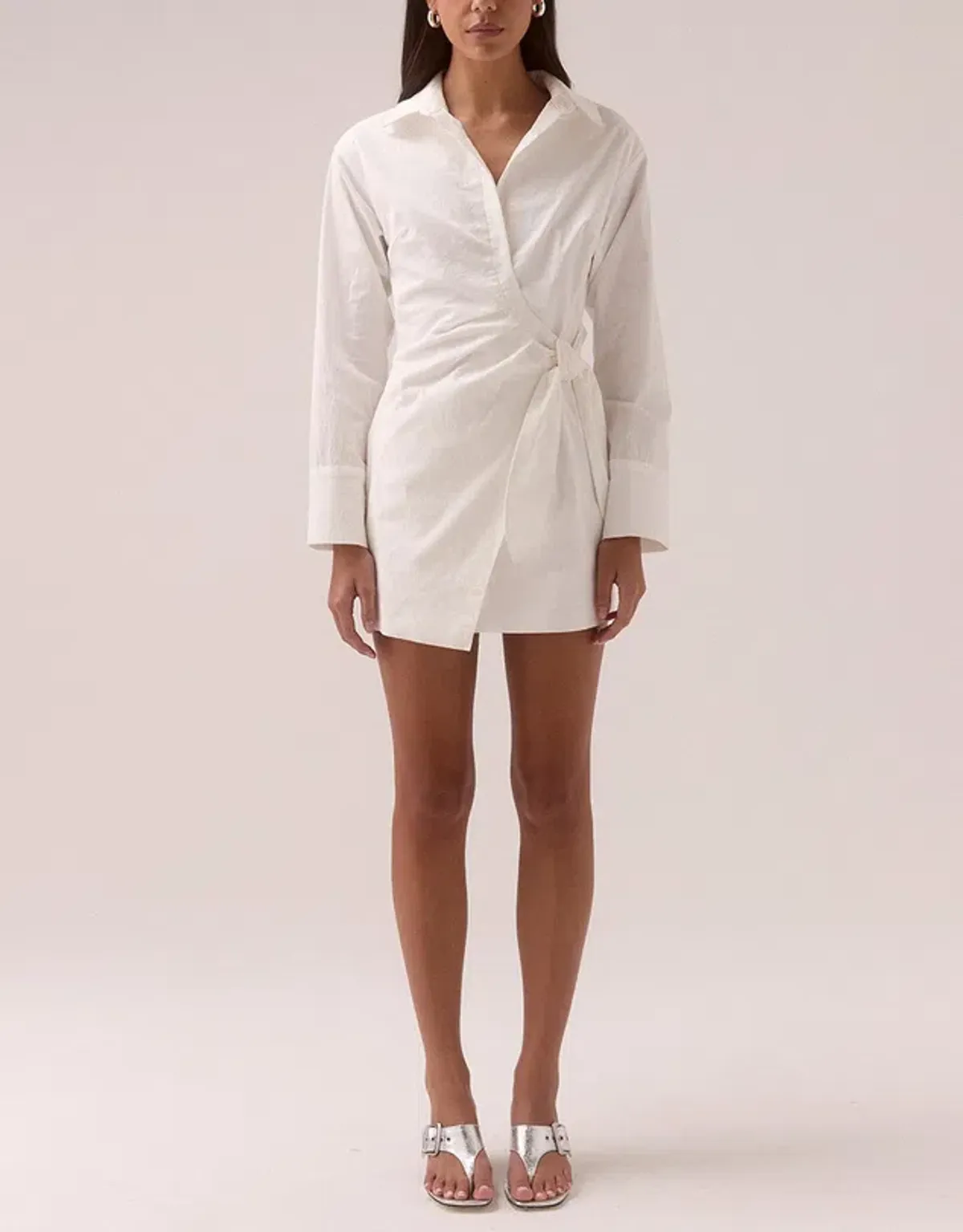 Sovere Primary Shirt Mini Dress White Size 10 for rent on The Volte - main image