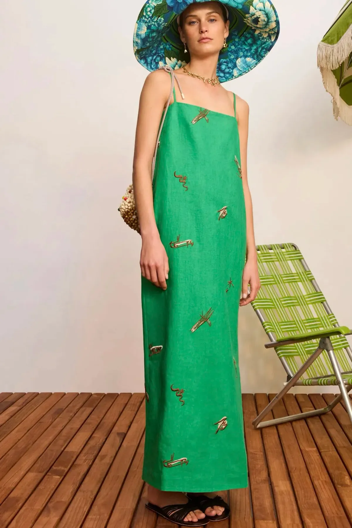 Alemais Wanda Embroided Midi Dress Green Size 6 - Image 2