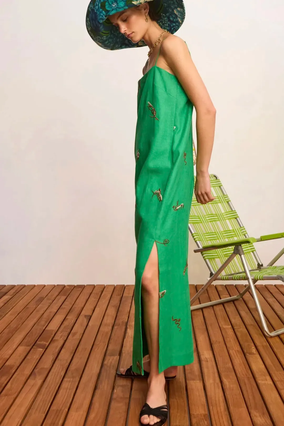 Alemais Wanda Embroided Midi Dress Green Size 6 for rent on The Volte - main image