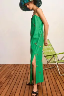 Alemais Wanda Embroided Midi Dress Green Size 6 for rent on The Volte - image 3