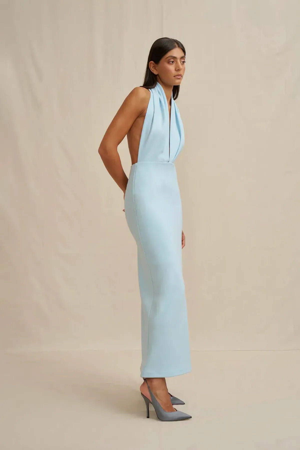 By Johnny Imogen Halter Dress Ice Blue Size 8 for rent on The Volte - main image