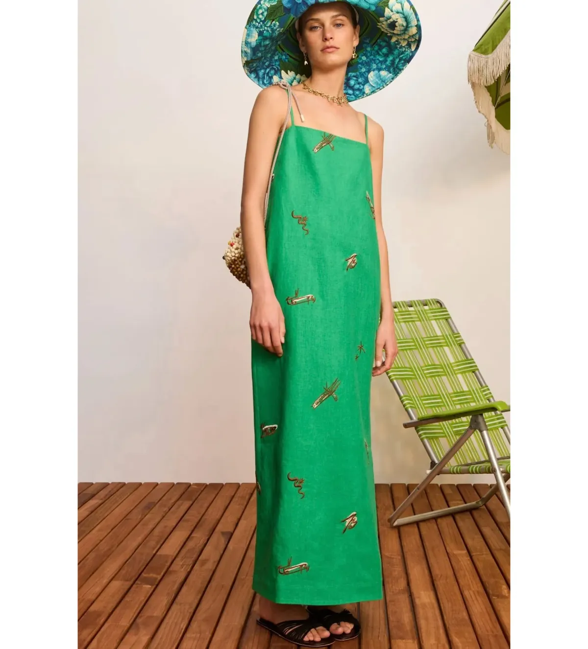 Alemais Wanda Embroided Midi Dress Green Size 10 - Image 1