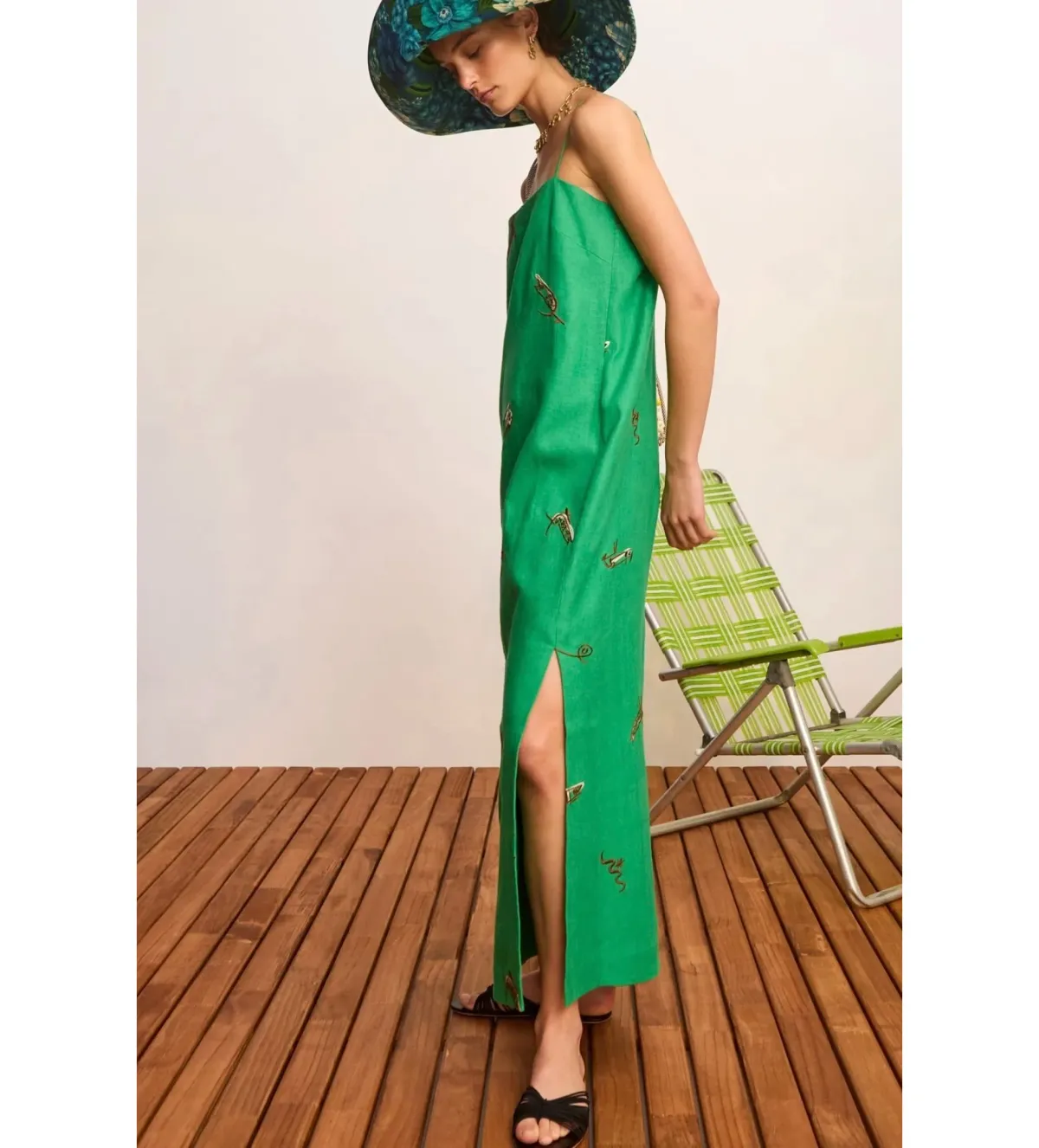 Alemais Wanda Embroided Midi Dress Green Size 10 - Image 2