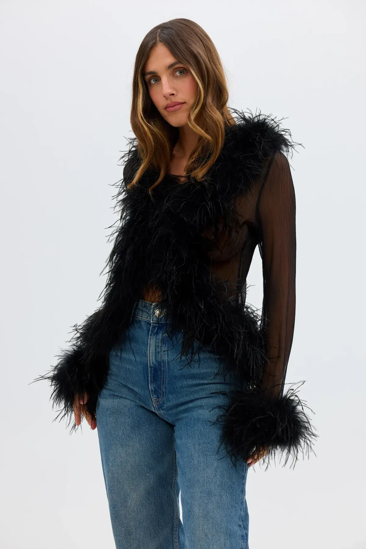 BÜBISH - The Gigi Sheer Feather Blouse - Image 1