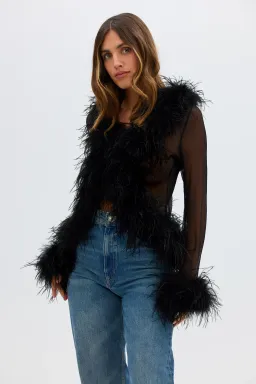 BÜBISH - The Gigi Sheer Feather Blouse for rent on The Volte - image 1