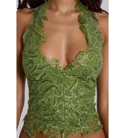 Jaded London Roswen Lace Corset Top in Green Size 6 for rent on The Volte - image 4