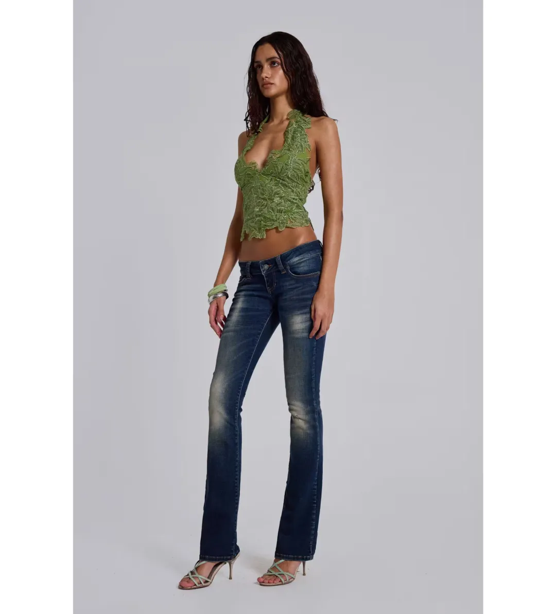 Jaded London Roswen Lace Corset Top in Green Size 6 for rent on The Volte - main image