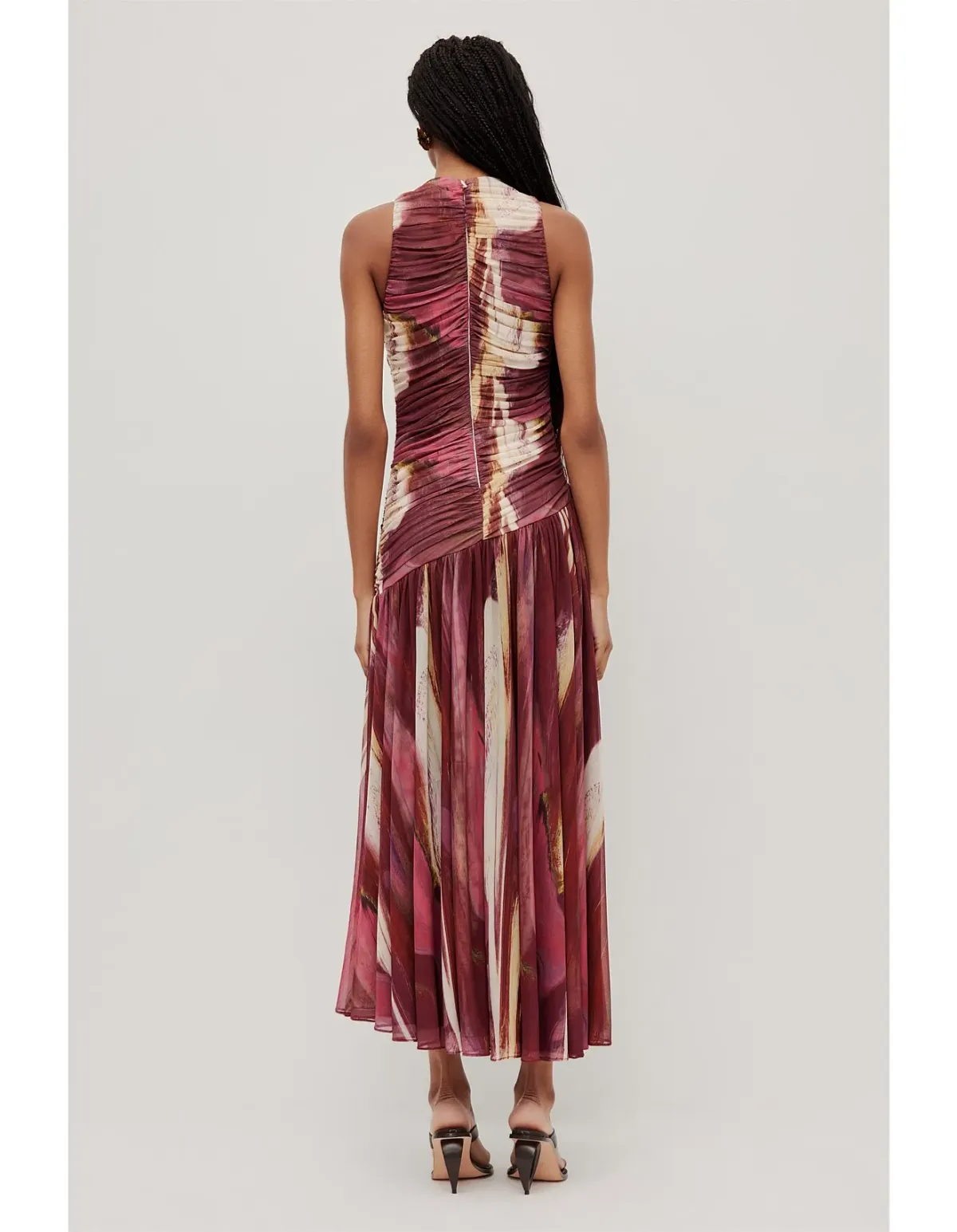 Aje Studio Ines Mesh Maxi Dress Burgundy Size 4 - Image 4