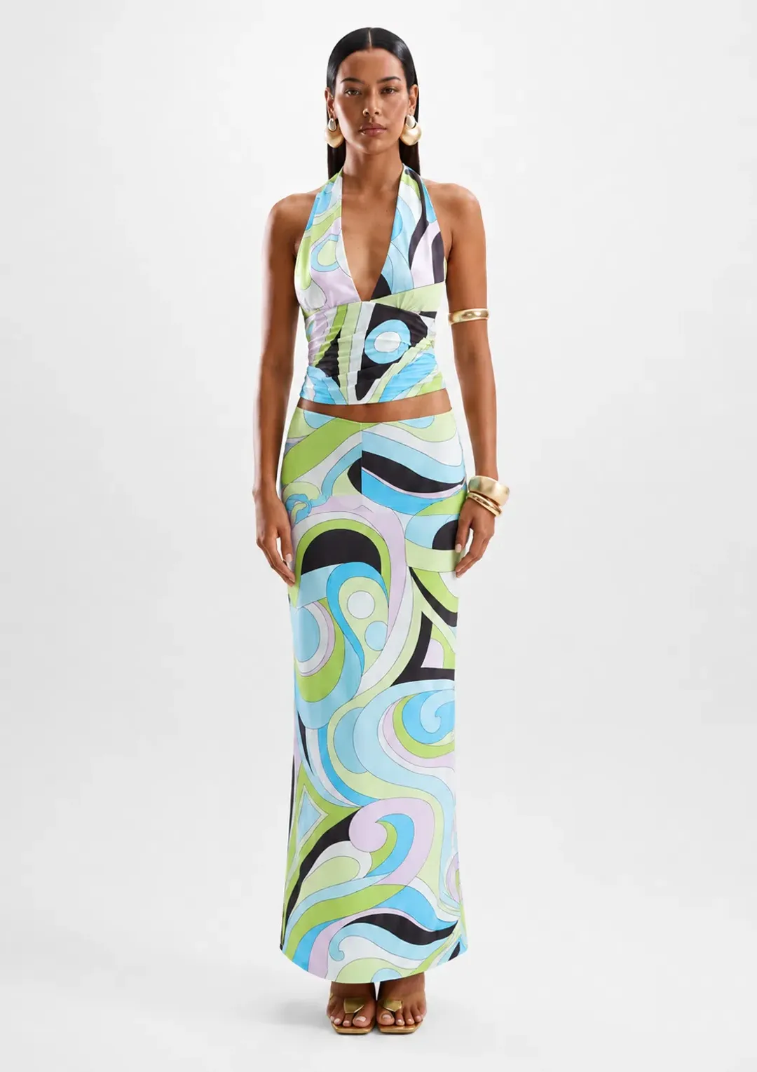 Cin Cin Eleganza Halter Midi Set in Mars Blue Size L / 8-12 for rent on The Volte - main image