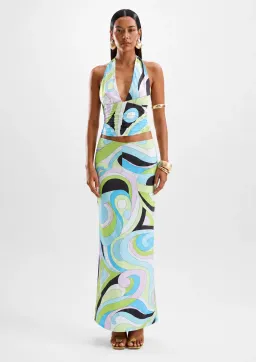 Cin Cin Eleganza Halter Midi Set in Mars Blue Size L / 8-12 for rent on The Volte - image 1