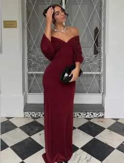 Ance Gria Neve Maxi Dress Burgundy Red Size 10 for rent on The Volte - image 1