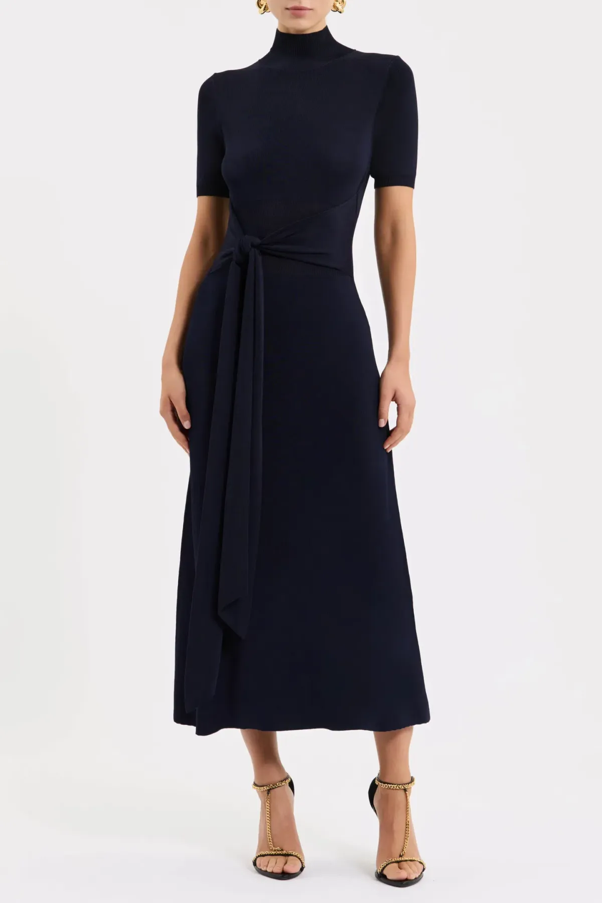 Rebecca Vallance Naila Knit Midi Dress Black Size M for rent on The Volte - main image