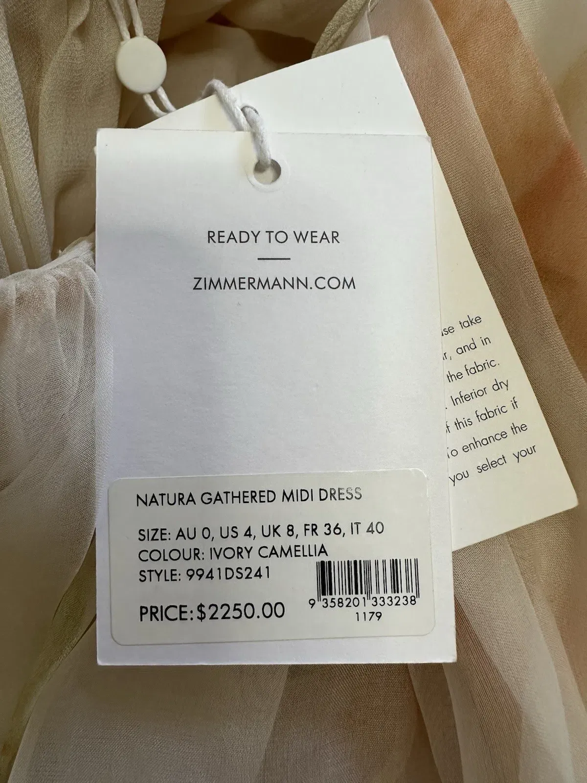 Zimmermann Natura Tiered Floral Silk Halter Neck Midi Dress Cream Peach Size 8 / 0 — Wedding Guest, Races, Cocktail - Image 18