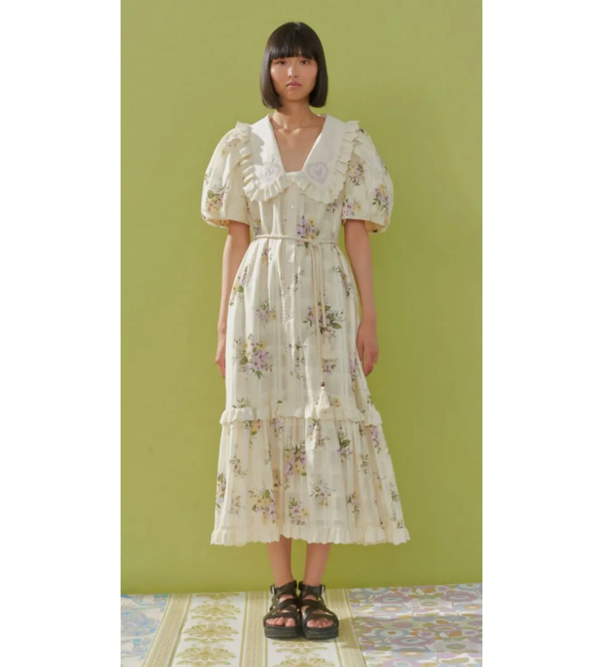 Alémais Margot Midi Dress Cream Size 12 - Image 1