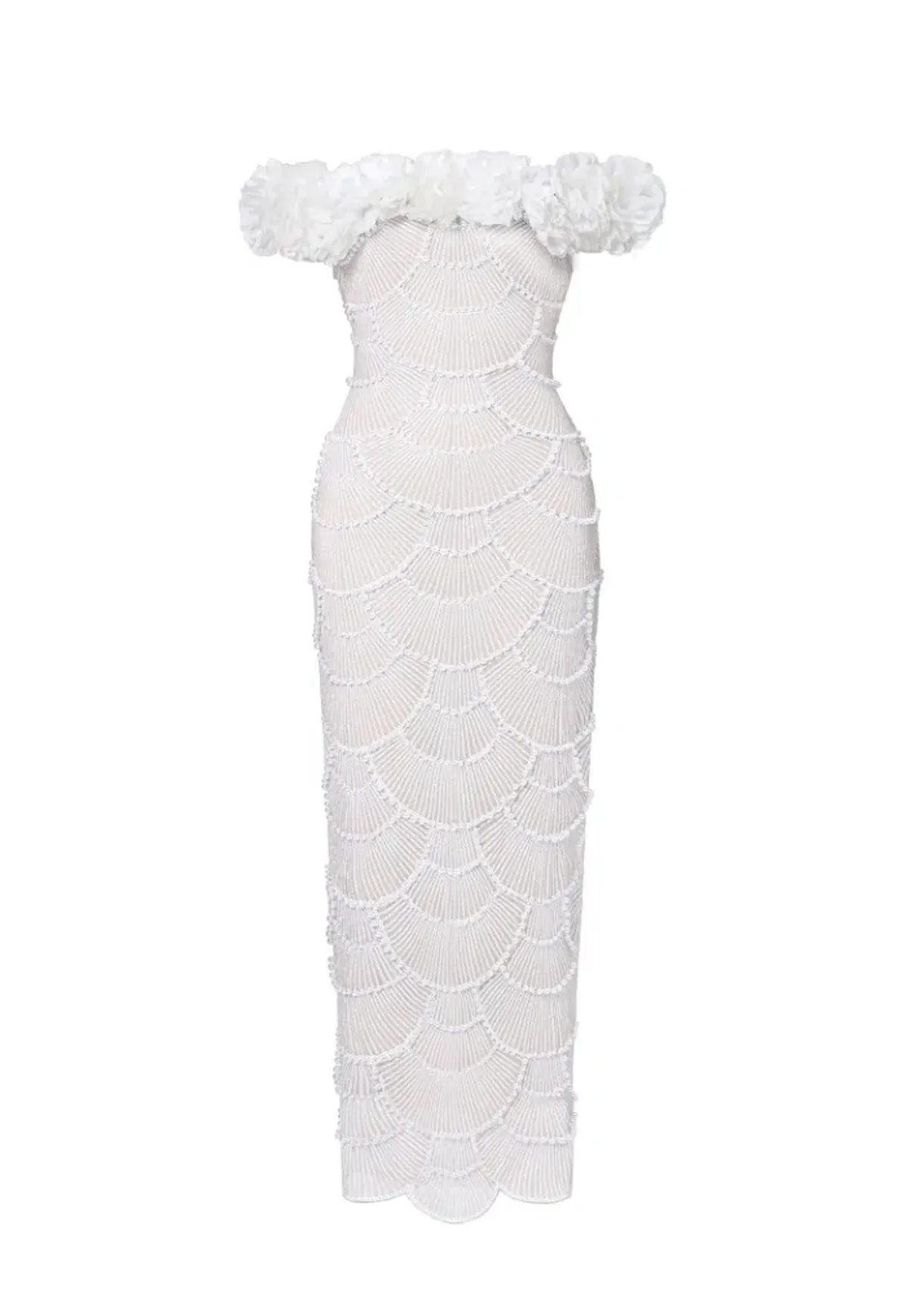 Bella Barnett Neela Romantic Contour Off Shoulder Pearl Floral Maxi Dress - Image 3