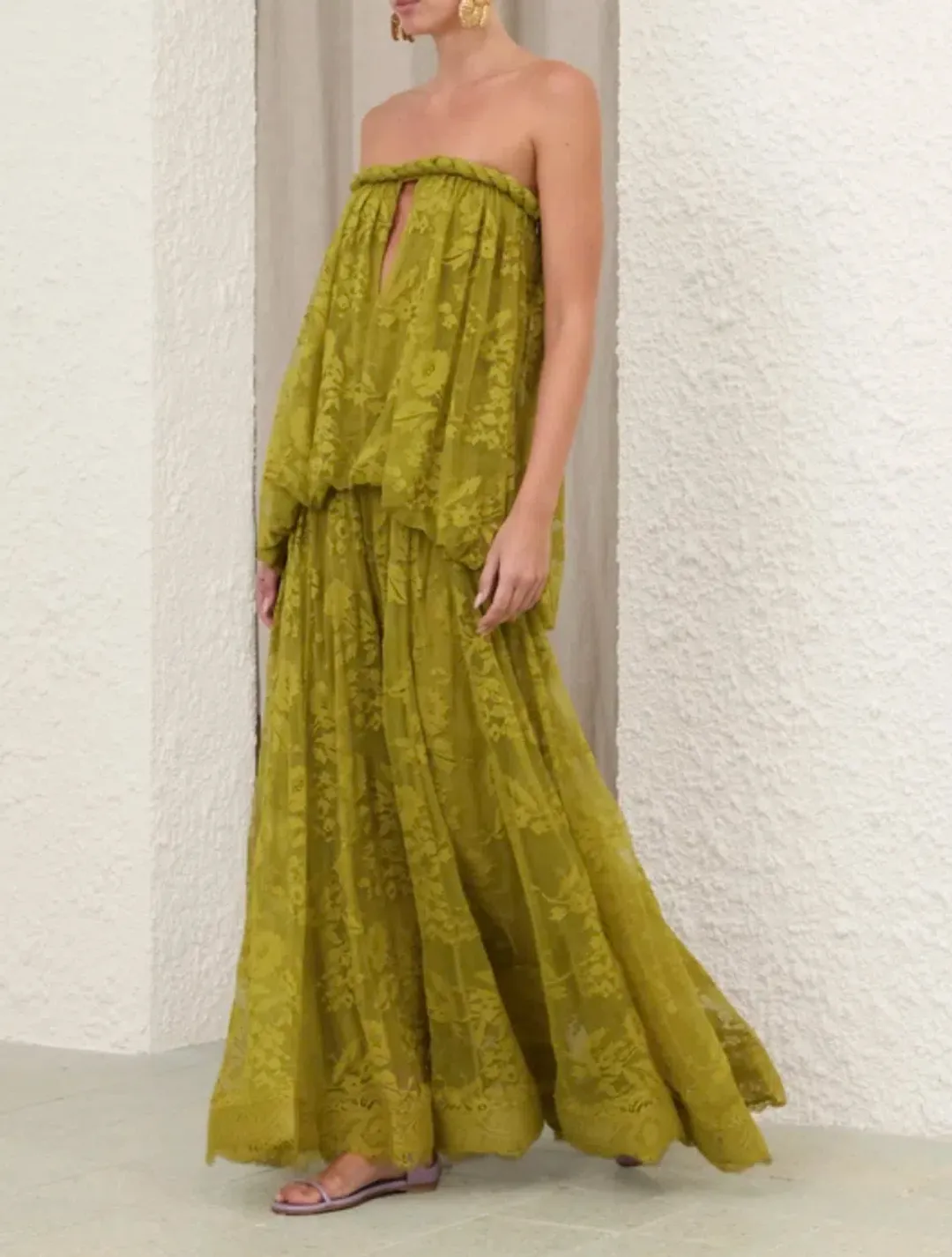 Zimmermann Luna Lace Bandeau Gown sz 12 for rent on The Volte - main image
