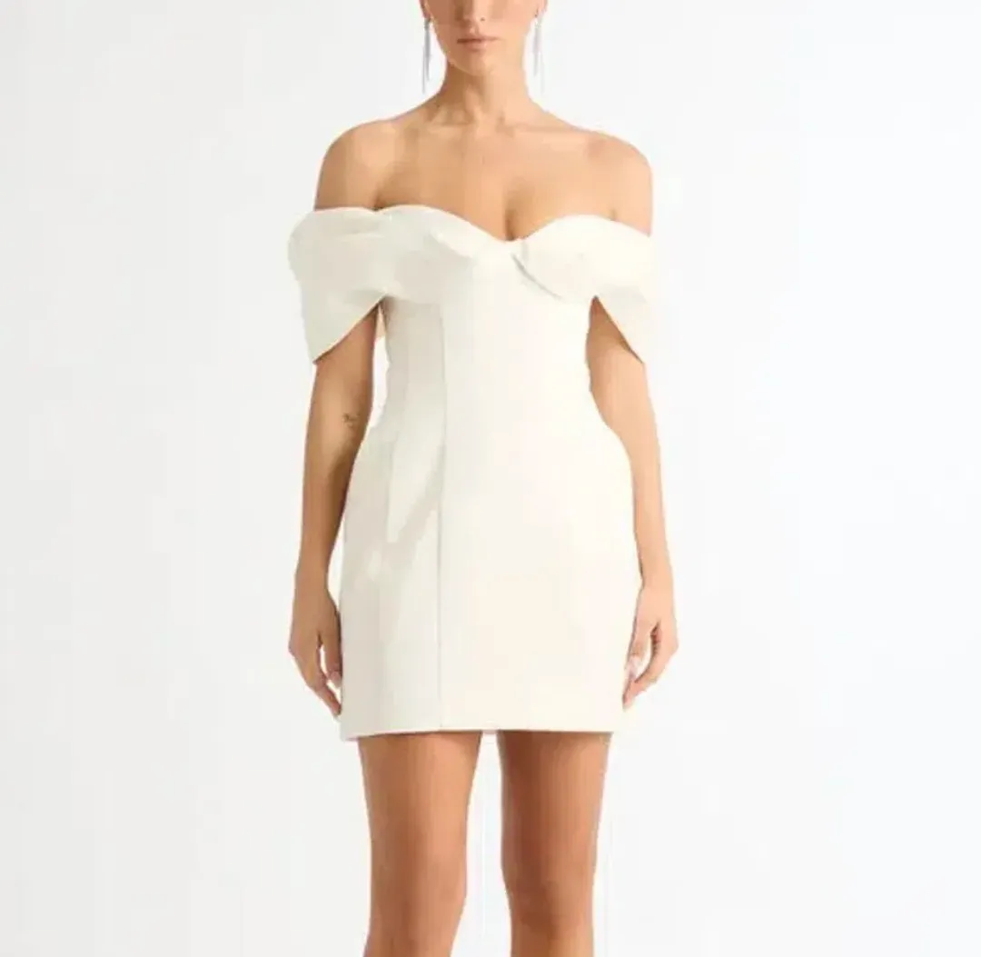 SHEIKE NOUR CREAM MINI DRESS IN WHITE SIZE AU 16 for rent on The Volte - main image