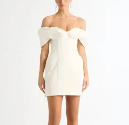 SHEIKE NOUR CREAM MINI DRESS IN WHITE SIZE AU 16 for rent on The Volte - image 1
