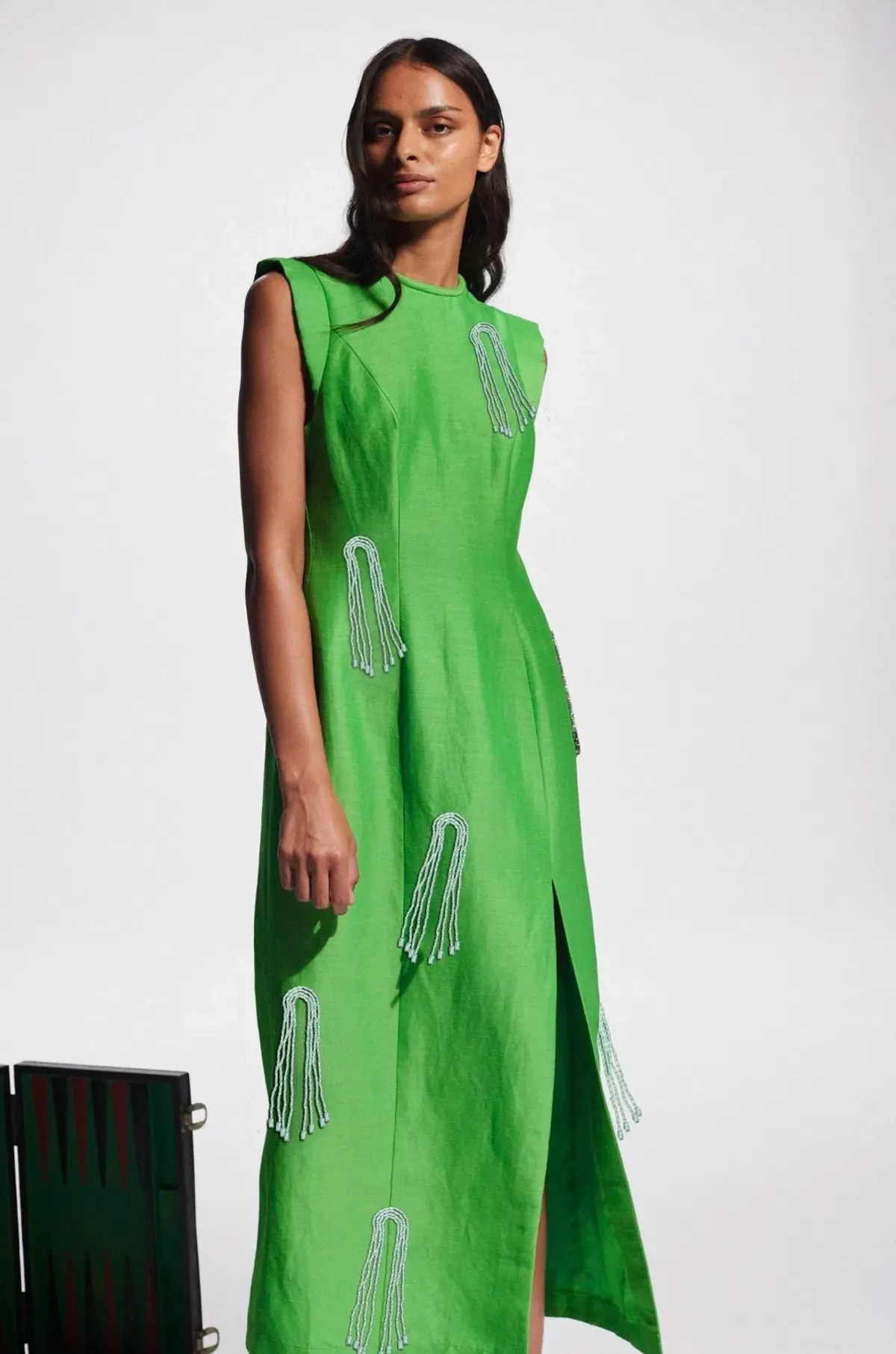 Alemais Dazzle Midi Dress; size 10; green - Image 2