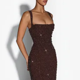 BABYBOO Calanthe Maxi Dress - Plum Brown Sparkle Size Small for rent on The Volte - image 4