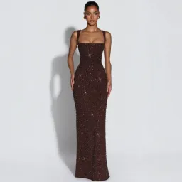 BABYBOO Calanthe Maxi Dress - Plum Brown Sparkle Size Small for rent on The Volte - image 3