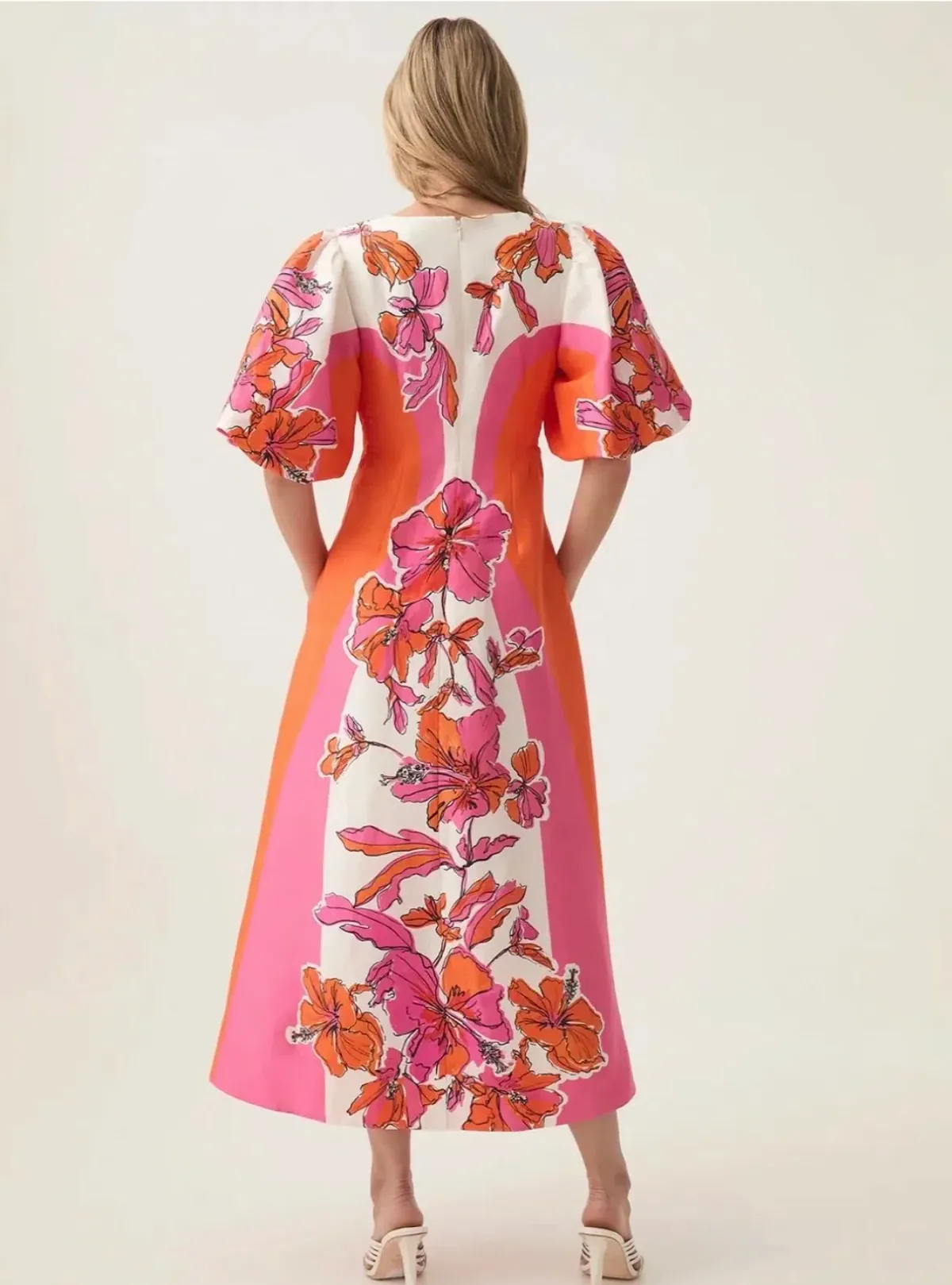 Aje Overflow knotted midi dress- Vibrant Hibiscus - Image 4