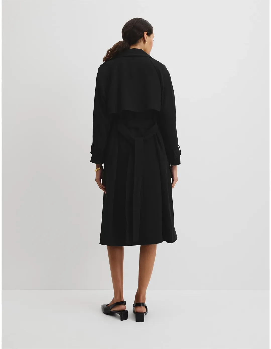 Country Road Soft Crepe Trench Coat Size 12 Black for rent on The Volte - main image
