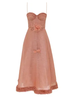 Zimmermann Luna Ruffle Midi Dress in Peony Size 1 / 10 AU for rent on The Volte - image 1