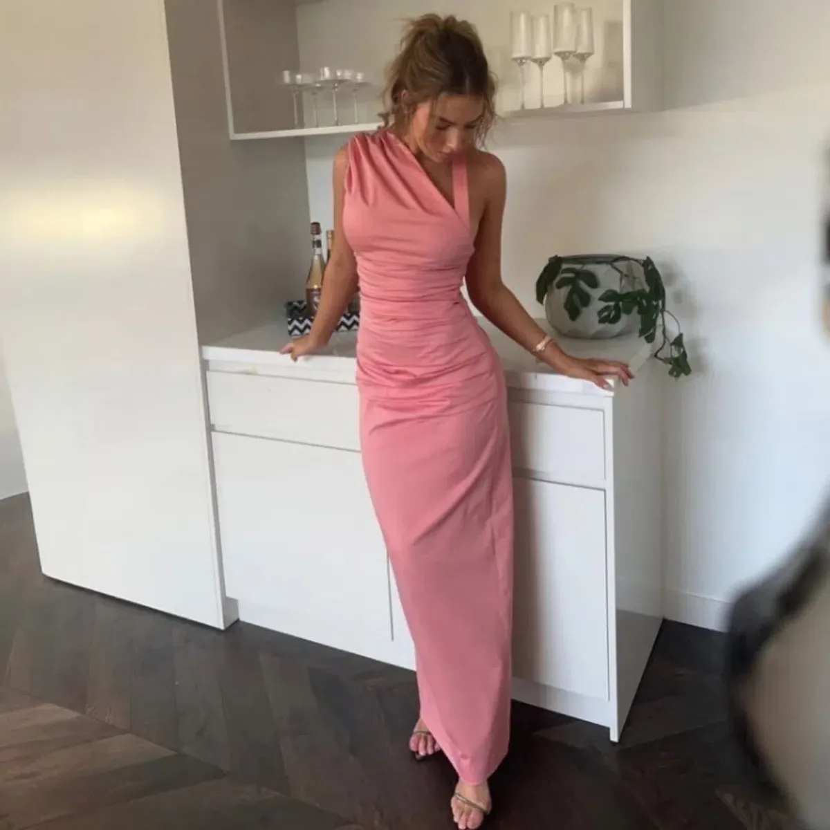 Sir the Label Giacomo Gathered Maxi Gown Pink Size 8 for rent on The Volte - main image