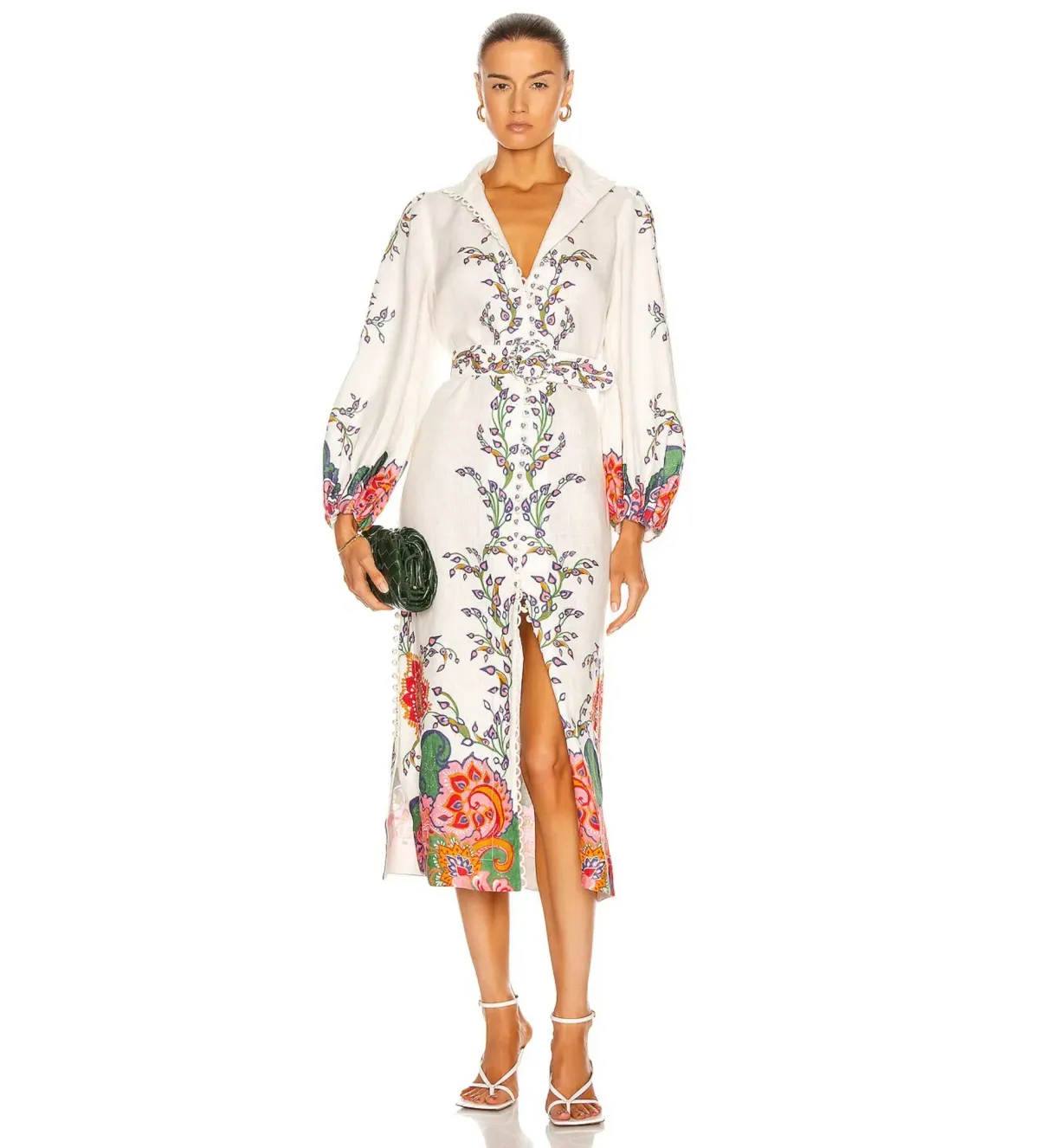 Zimmermann Lovestruck Buttoned Midi Dress in Natural Paisley Floral Size 2 / AU 12 for rent on The Volte - main image