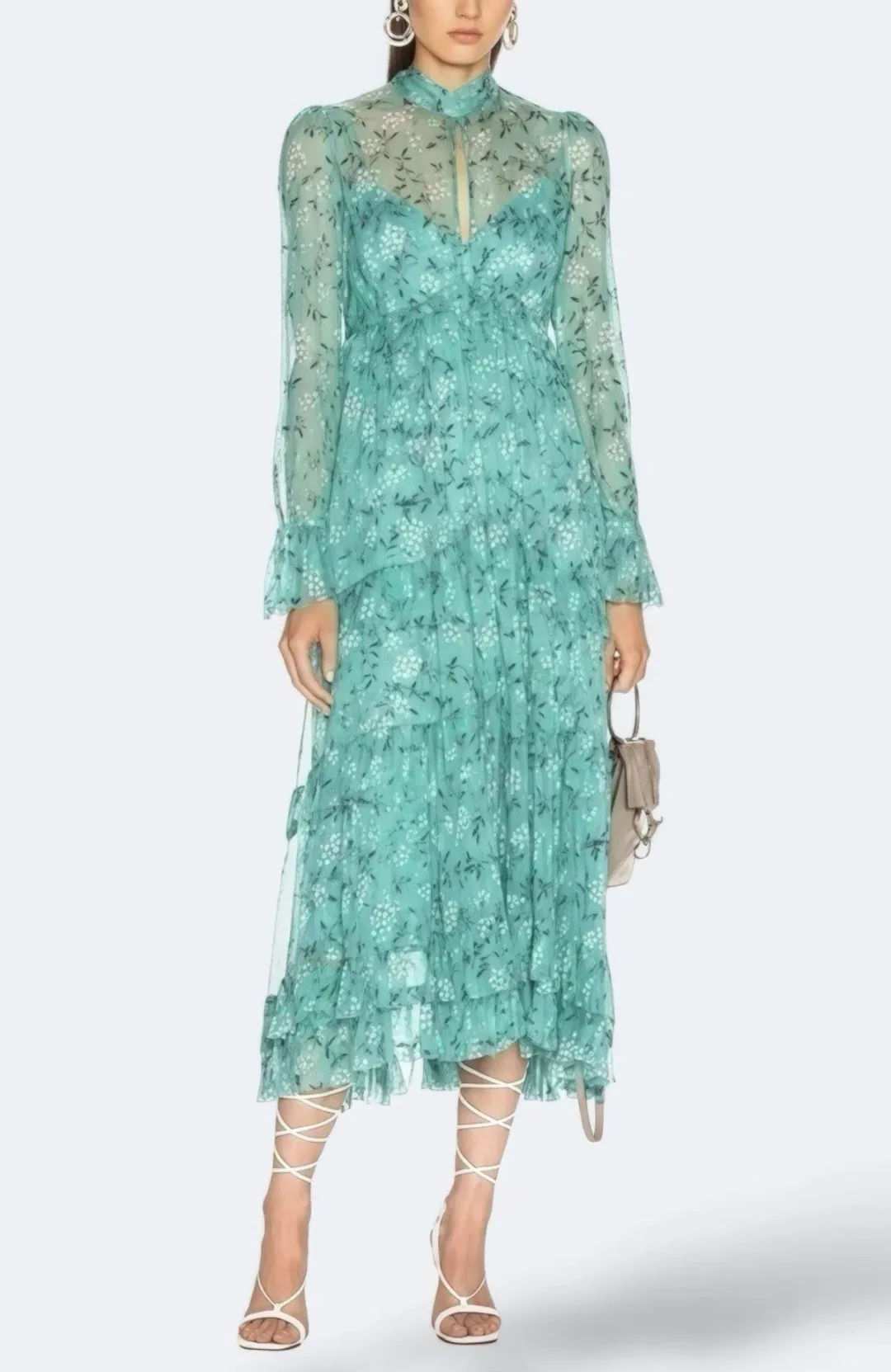 Zimmermann Moncur Silk Frill Silk Midi Dress Size AU 10 / 1 for rent on The Volte - main image