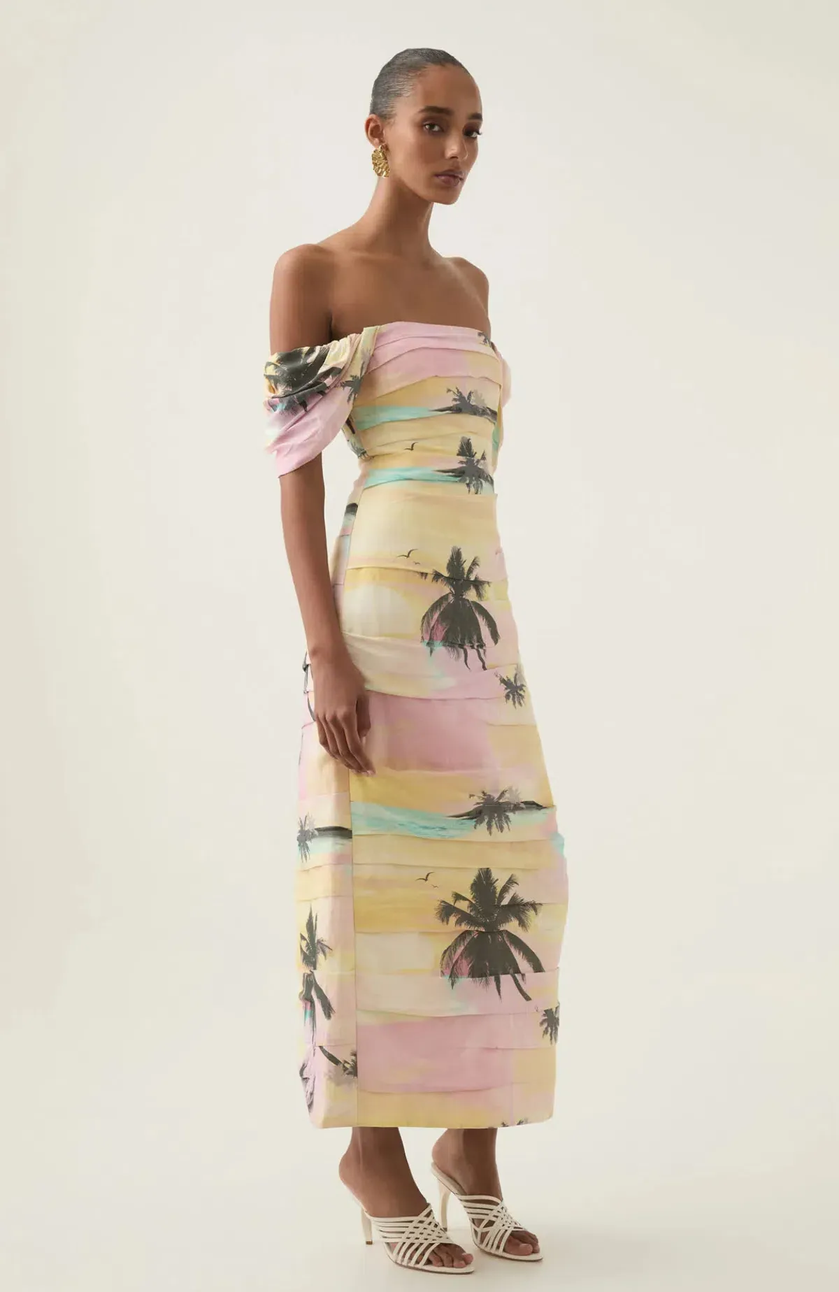 Aje Zara Gathered Off Shoulder Midi Dress AU 8 / S - Image 3