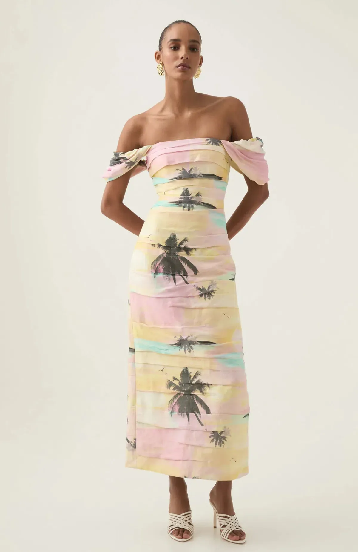 Aje Zara Gathered Off Shoulder Midi Dress AU 8 / S for rent on The Volte - main image