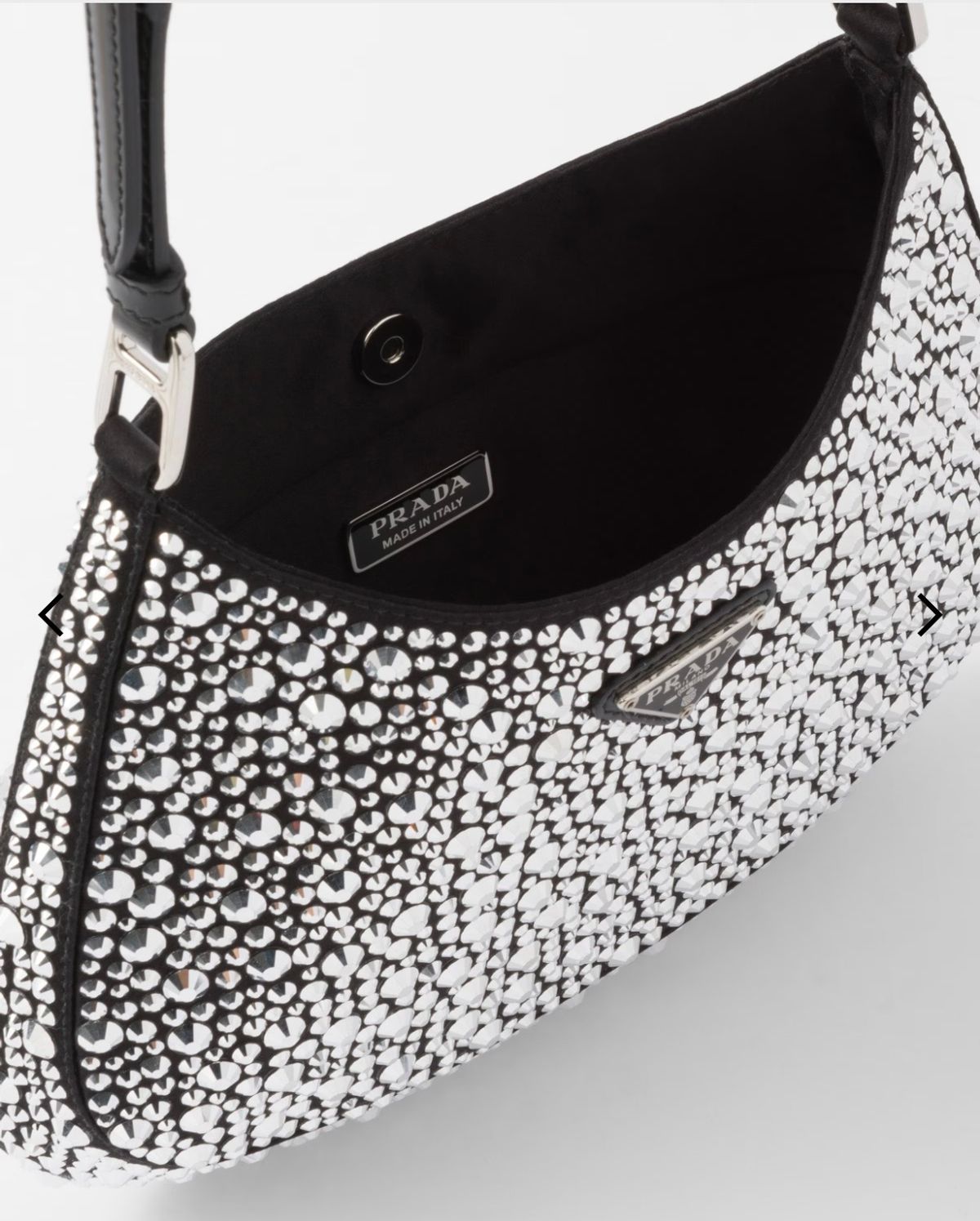 Prada Cleo Satin Bag with Rhinestones - Image 4