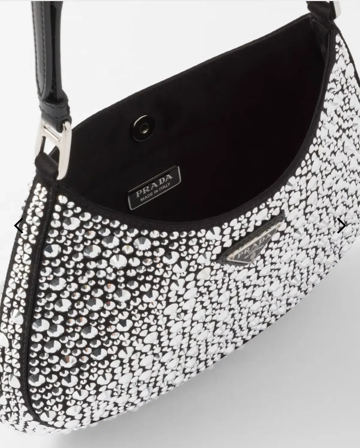 Prada Cleo Satin Bag with Rhinestones - Image 4