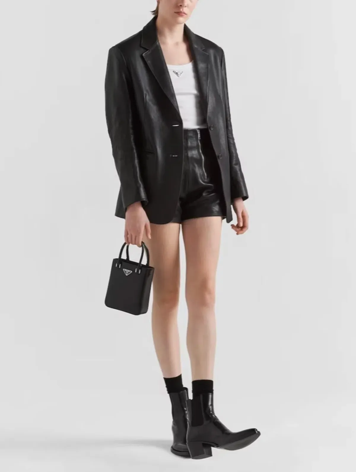 Prada Small Leather Brushed Tote - Image 2