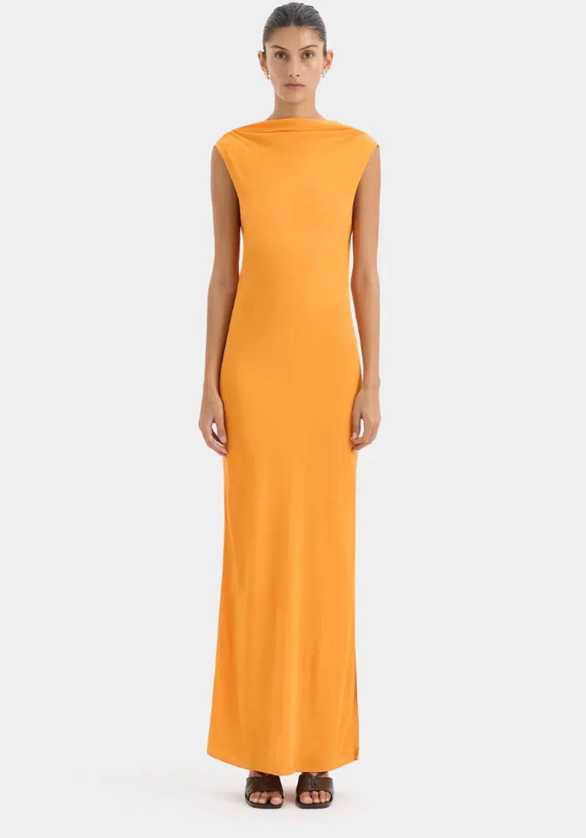 Sir the Label Isla Cowl Back Maxi Gown Orange Size 8 for rent on The Volte - main image
