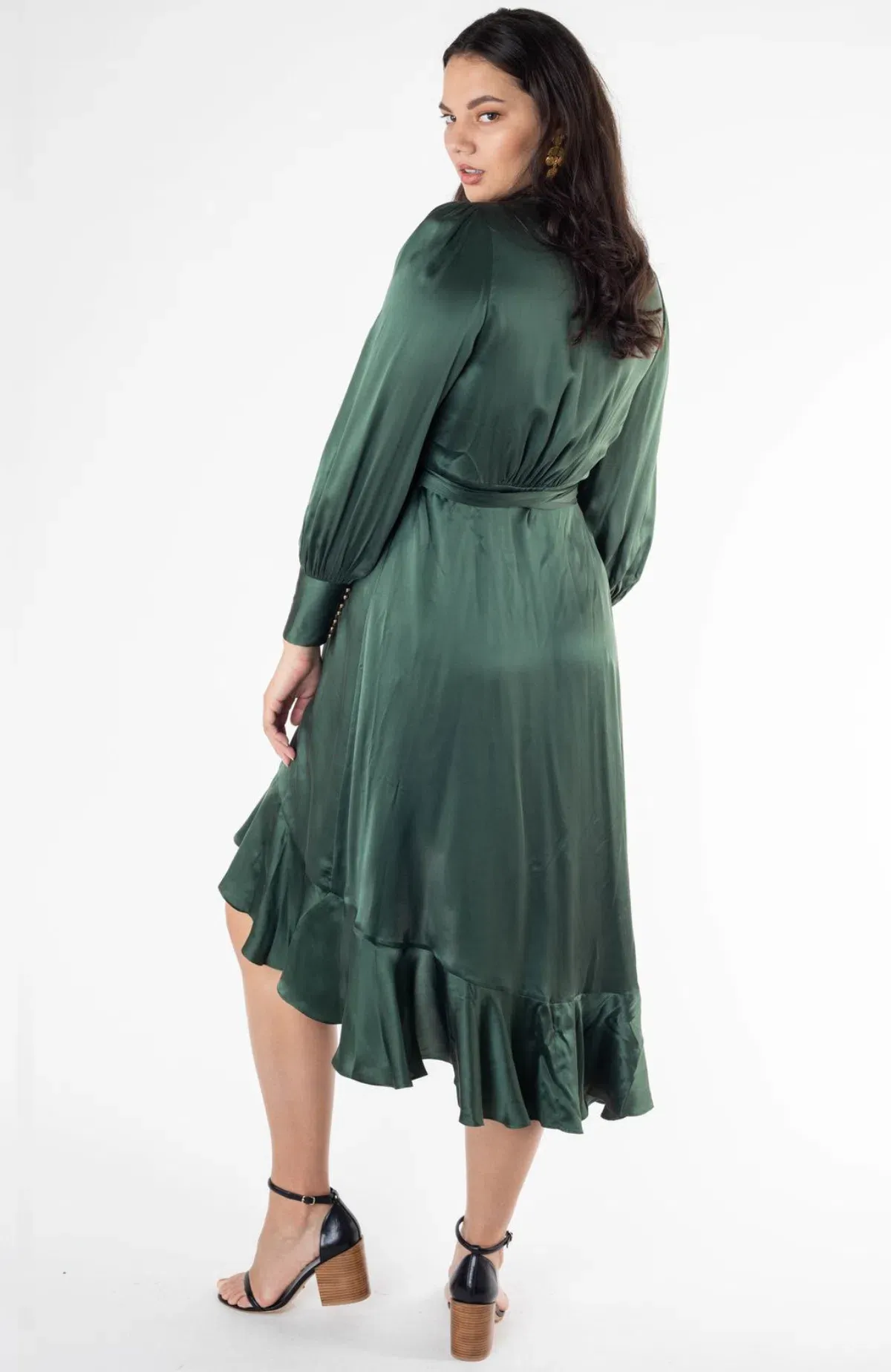 Zimmermann Silk Wrap Midi Dress Emerald Green, Size AU 8 / 0 - Image 3